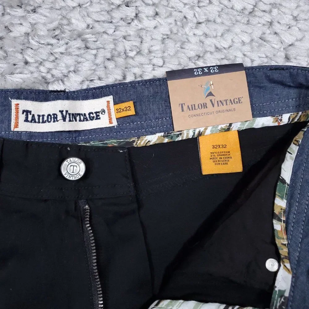 Tailor Vintage Canaan Slim Fit Tailor Smart Chino Pants Black Men's Size 32 x 32